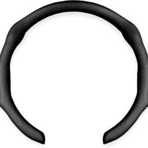 Leather Steering Wheel Cover, Premium Microfiber Leather Steering Wheel Wrap Men 14.5-15 inch Universal Breathable Car Steering Wheel Accessories Protector, Black