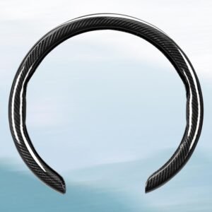 Car Steering Wheel Cover Bright Carbon Fiber, Non-Slip Steering Wheel Wrap Universal 14.5-15 inch Steering Wheel Car Accessories Interior Protector, Black