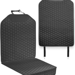 Kick Mat Back Seat Protector - Car Back Seat Cover for Kids Feet - Waterproof & Sturdy Protector for Upholstery from Dirt, Mud, Scratches and Stain (Black Set)