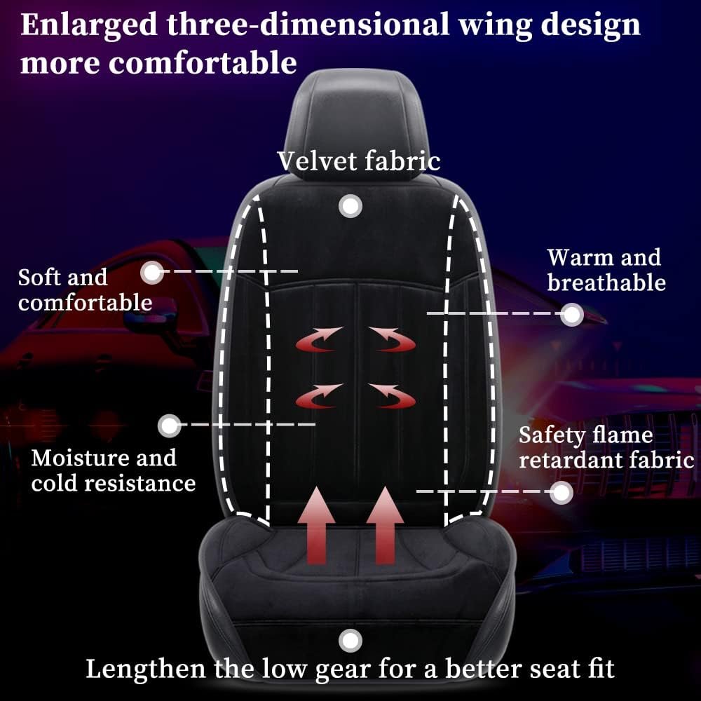 Car Seat Cushion Chair Cushion Auto Seat Cushion for Full Back and Seat, Velour Seat Car Cushion Front Chair Pad, Seat Cushion for Car Seat Driver 1 Pack (/Black) - Image 2
