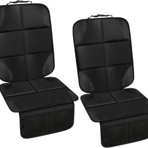 2 Pack Car Seat Protector for Child, Baby Waterproof Car Seat Cover with Non-Slip Insert, 600D Fabric CarSeat Mat with Thickest Padding & Mesh Pockets