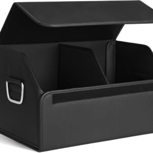 Suede Leather Trunk Organizer, Large Capacity Soft Car Organizers and Storage,foldable,with lip, for Car SUV/Jeep/Sedan/Home/Camping (Black,Big)