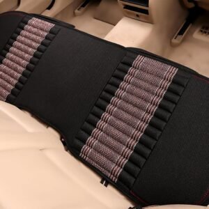 Car Seat Cushion,Car Seat Cover Universal Rear Cushion Pad,Bamboo Charcoal Comfortable and Breathable Fabric Seat Cushion with Storage Pouch,Fit for Trucks Vans Cars SUV (Black)