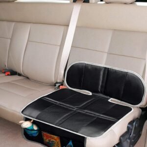 Car Seat Protector, Thick Padding Protection for Child & Baby Cars Seats, Dog Mat, Non Slip and Waterproof Protects Automotive Vehicle Upholstery with Extra Storage Pocket (Black)