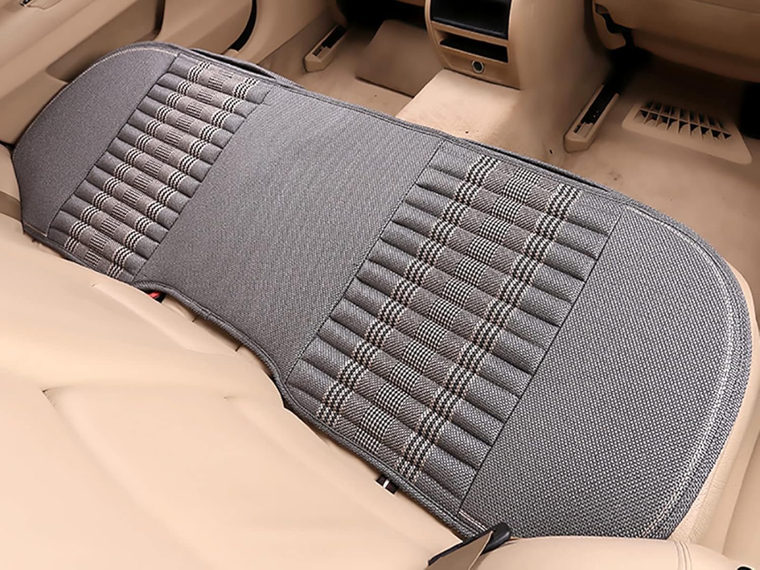 Car Seat Cushion,Car Seat Cover Universal Rear Cushion Pad,Bamboo Charcoal Comfortable and Breathable Fabric Seat Cushion with Storage Pouch,Fit for Trucks Vans Cars SUV (Gray)