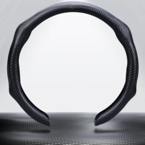 Car Steering Wheel Cover, Carbon Fiber Steering Wheel Protector 5D Sport Non-Slip, Comfortable & Breathable Car Interior Decoration, Universal Fit 14.5"-15" Steering Wheel