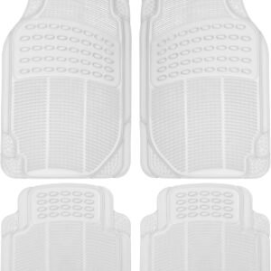 4-Piece Rubber Transparent Clear Floor Mats Heavy Duty for Front & Rear Car Truck Van SUV, All Weather Protection, Universal Fit