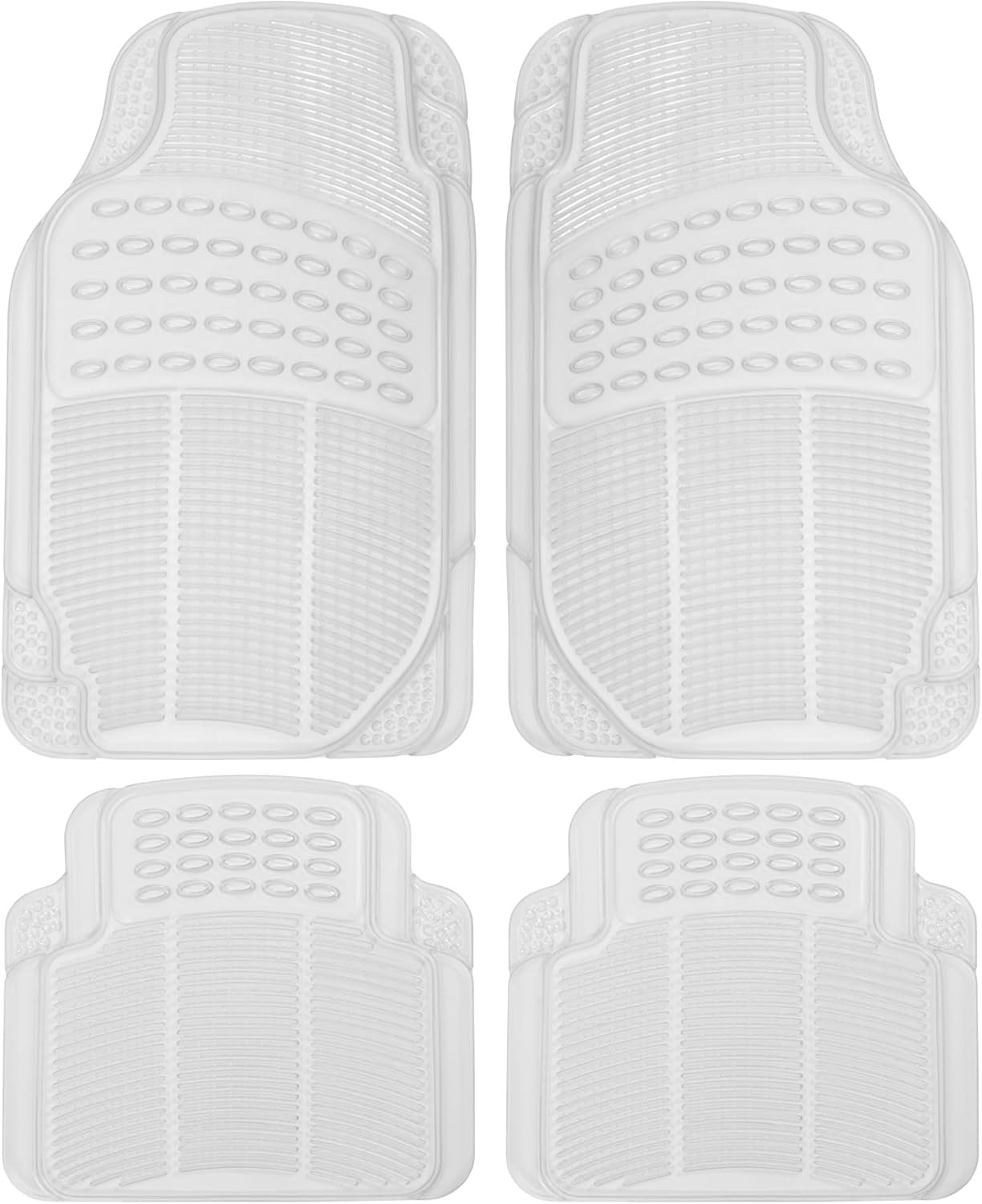 4-Piece Rubber Transparent Clear Floor Mats Heavy Duty for Front & Rear Car Truck Van SUV, All Weather Protection, Universal Fit