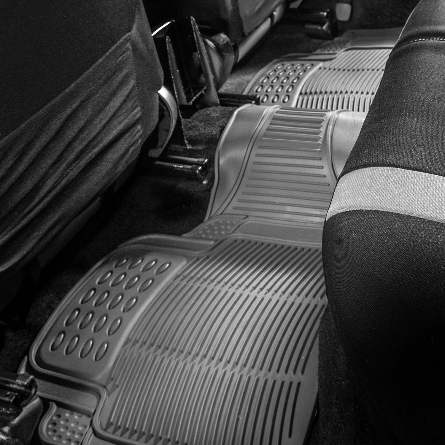 Car Floor Mats - Heavy-Duty Rubber Floor Mats for Cars, Universal Fit Rear Set, Trimmable Automotive Floor Mats, Floor Mats For Most Sedan, SUV, Truck Floor Mats Gray - Image 2