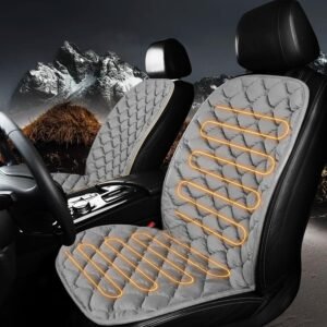 Driver or Passenger Side Seat Cushion for Full Back and Seat Comfortable Seat Cover with Full Back, Universal Seat Cushion for Seat in Winter-Gray