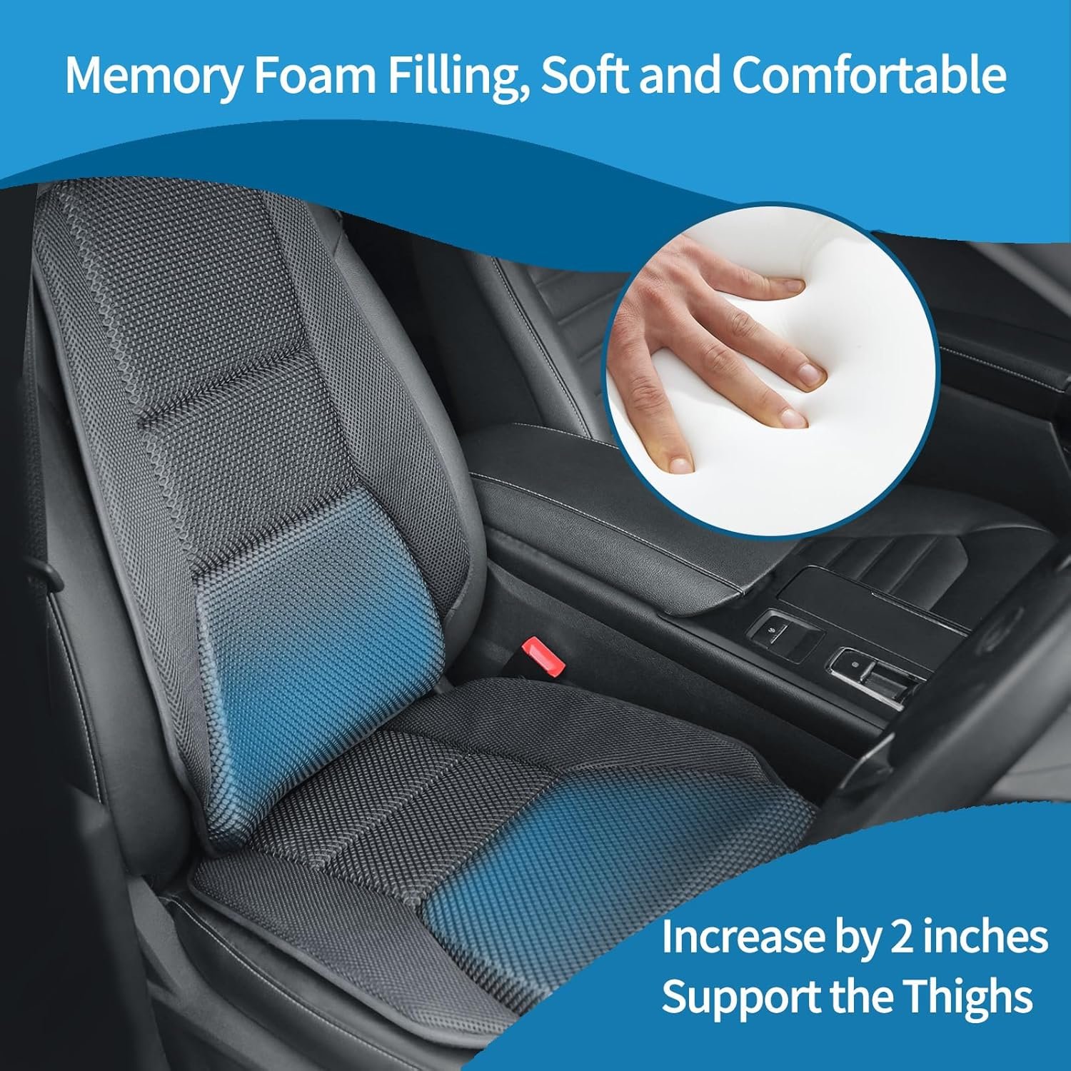 Car Seat Cushion for Car Seat Driver - Comfortable Memory Foam Car Seat Pad for Butt Pain & Back Pain Relief - Universal for Most Seats in Cars, SUVs, Trucks, Etc. - Image 2