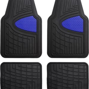 Automotive Floor Mats - Heavy-Duty Rubber Floor Mats for Cars, Universal Fit Full Set,  Floor Mats, Trimmable Floor Mats for Most Sedan, SUV, Truck Floor Mats Blue
