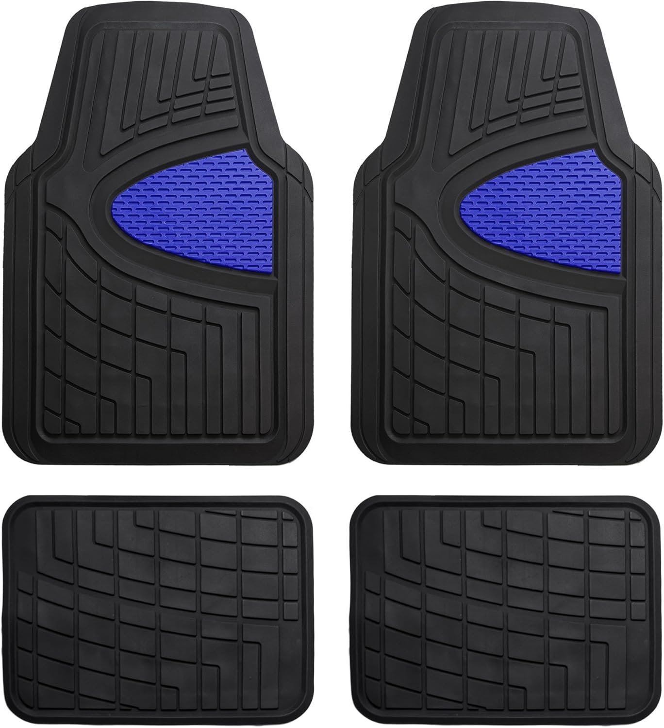 Automotive Floor Mats - Heavy-Duty Rubber Floor Mats for Cars, Universal Fit Full Set, Floor Mats, Trimmable Floor Mats for Most Sedan, SUV, Truck Floor Mats Blue