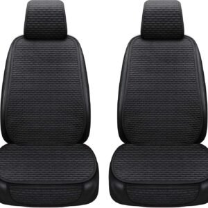 Car Seat Covers Cushion Pad, Seat Covers for Cars, Super Breathable, Warm in Winter and Cool in Summer, Anti-Slip, Storage Bags, Universal Seat Covers Fit for Most Sedans(Black 2 Front Seat)
