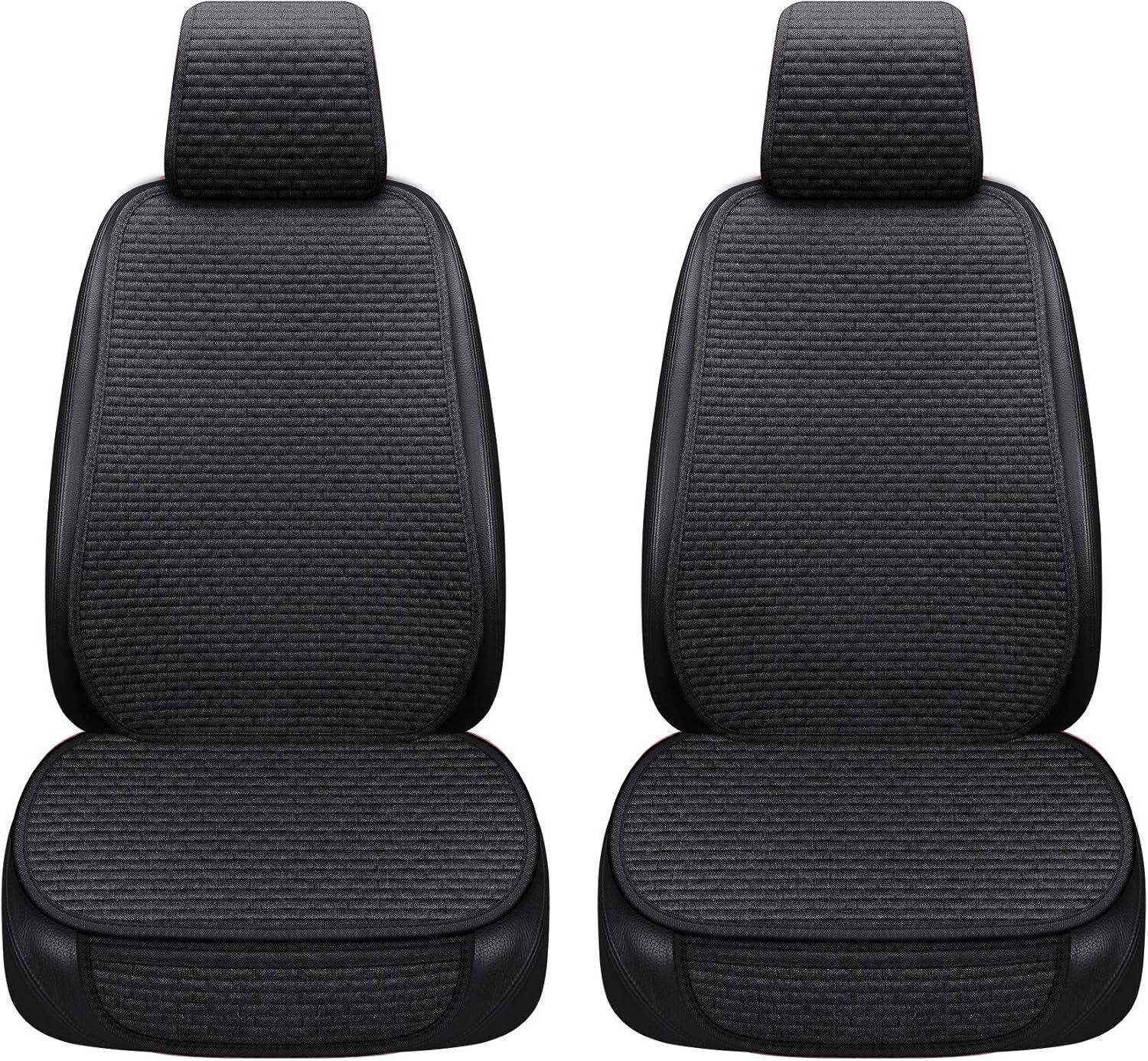 Car Seat Covers Cushion Pad, Seat Covers for Cars, Super Breathable, Warm in Winter and Cool in Summer, Anti-Slip, Storage Bags, Universal Seat Covers Fit for Most Sedans(Black 2 Front Seat)