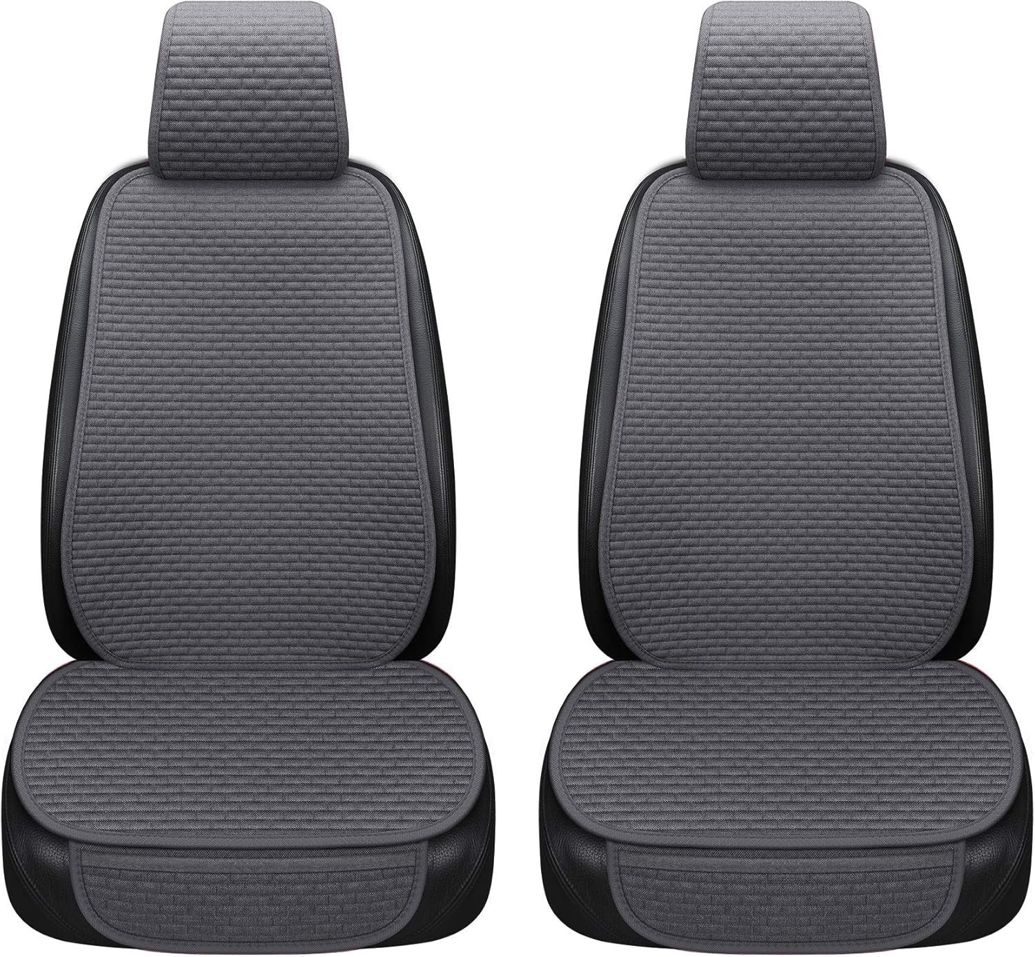 Car Seat Covers Cushion Pad, Seat Covers for Cars, Super Breathable, Warm in Winter and Cool in Summer, Anti-Slip, Storage Bags, Universal Seat Covers Fit for Most Sedans(Gray 2 Front Seat)